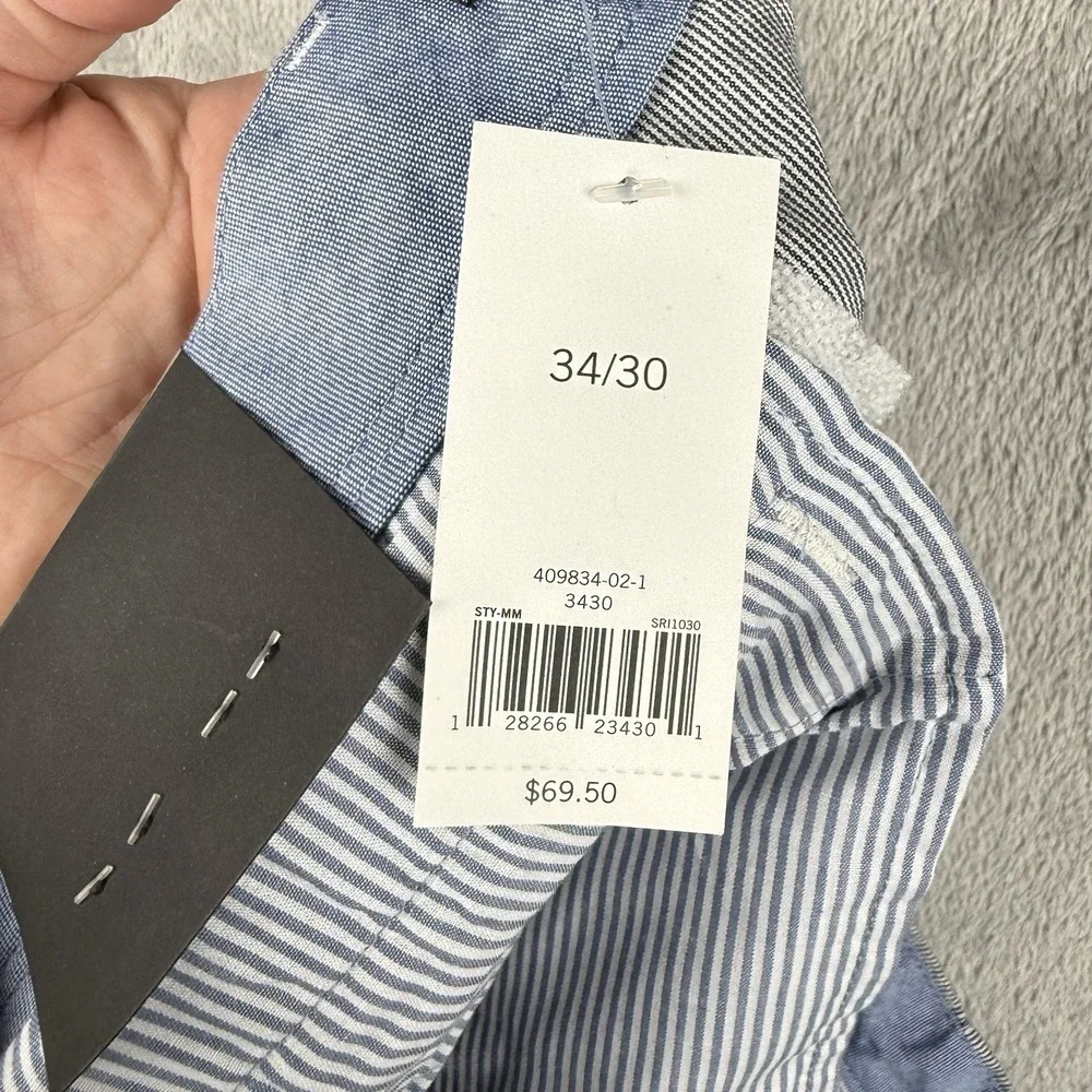 Banana Republic Pants Mens 34x30‎ Gray White PInstripe Straight Fit Linen NWT